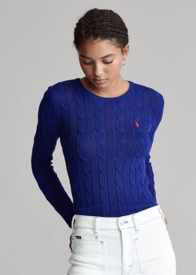 Sueter Polo Ralph Lauren Mujer Azul Rey Azules - Cable-Knit Cotton - HUVZL2856